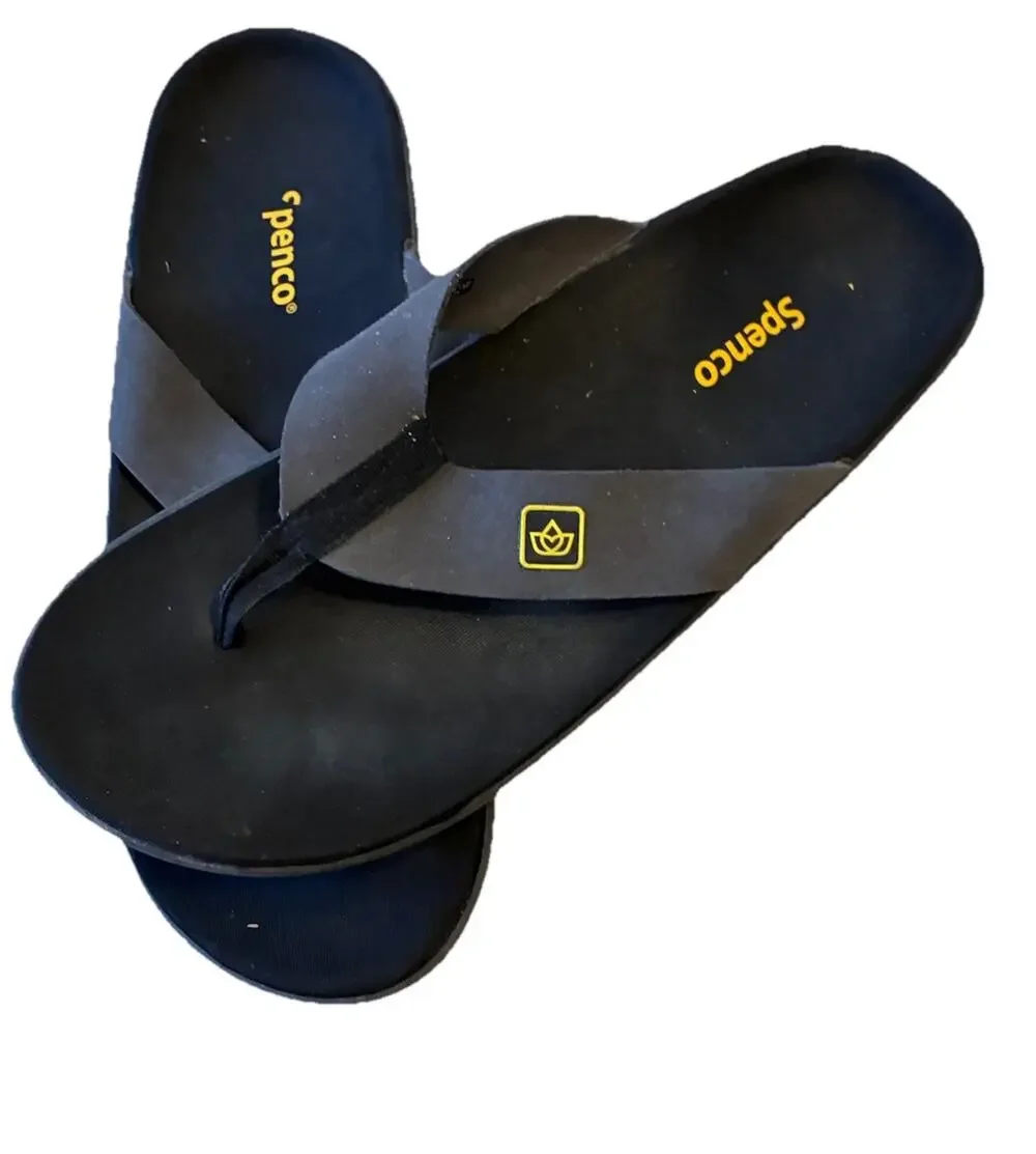 Spenco Men's Yumi Pure flip-flop sandals black Grey Vacation Beach Comfy Mens 13